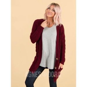 Agnes & Dora EUC Wine/Burgundy Boyfriend Cardi Medium